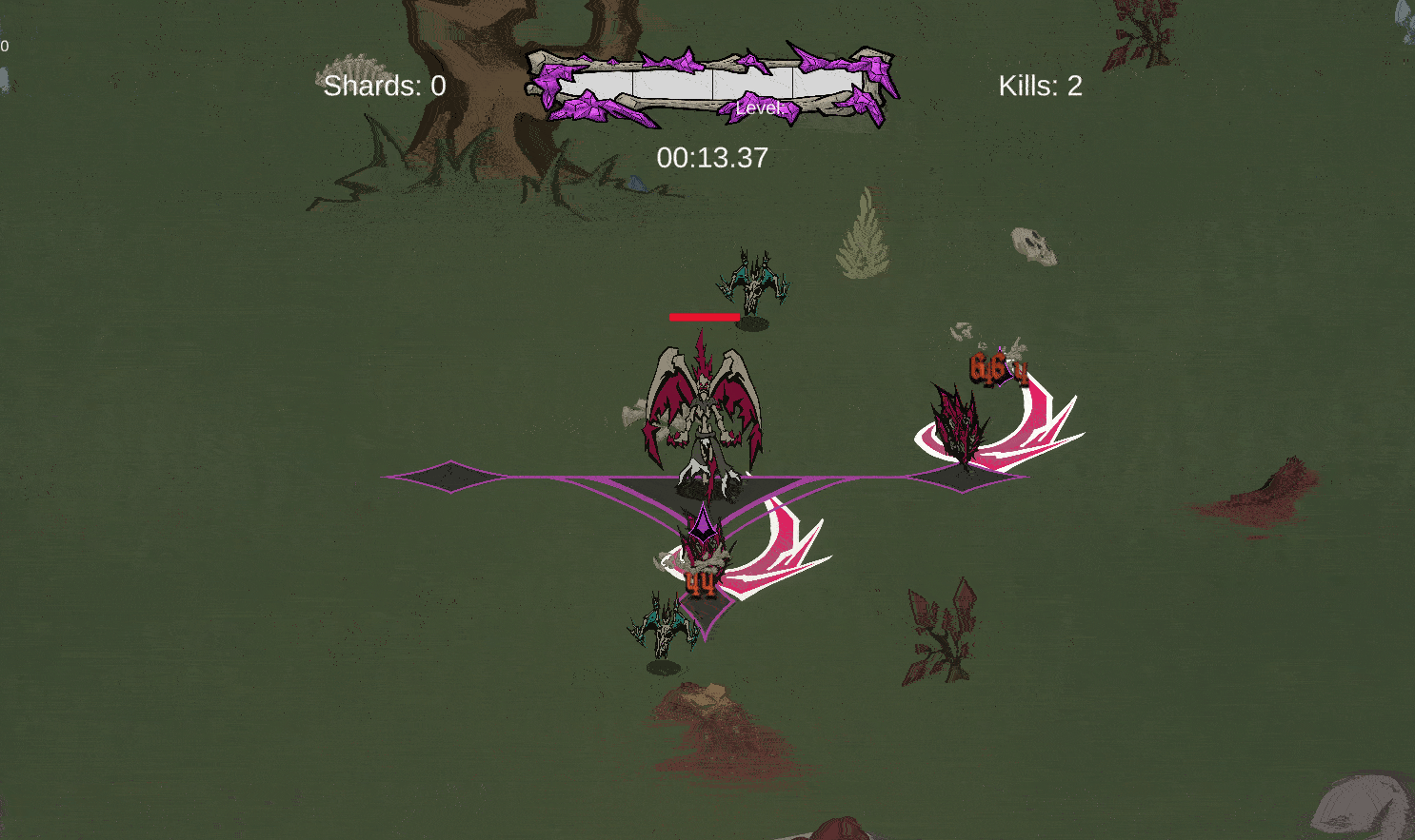 Pink smoke that spawns when you pick up a crystal.