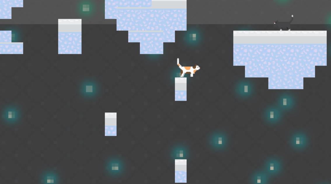 This gif shows the player moving through dialogue with a npc cat