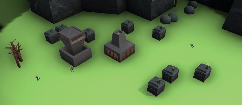 Gif showing the smoke animation of the houses and town hall